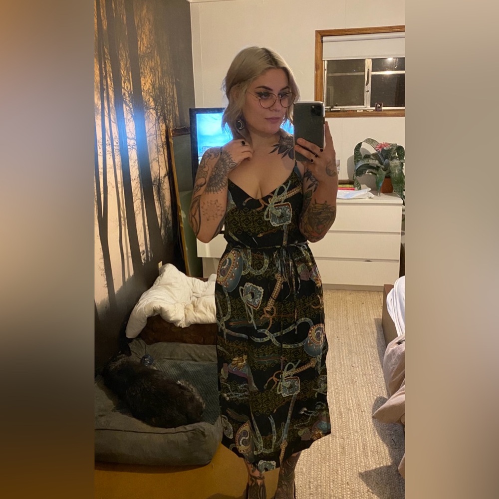 Satin slip dress with ties urban outfitters
